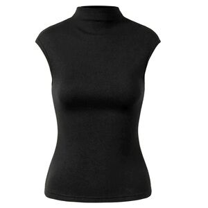 OGL Cashsoft Mockneck Cap Sleeve Tank - black